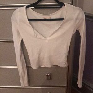 Hollister long sleeve button crop